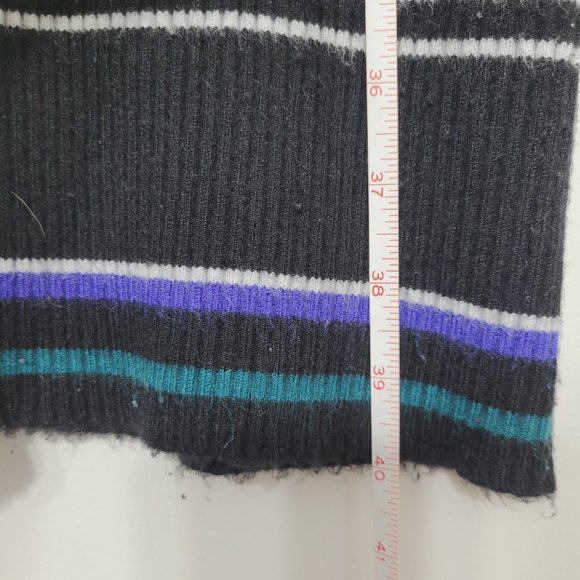 Stork & Babe Knit Maternity Black Comfy Blue Green Striped Ribbed Sweater Dress - Picture 8 of 10